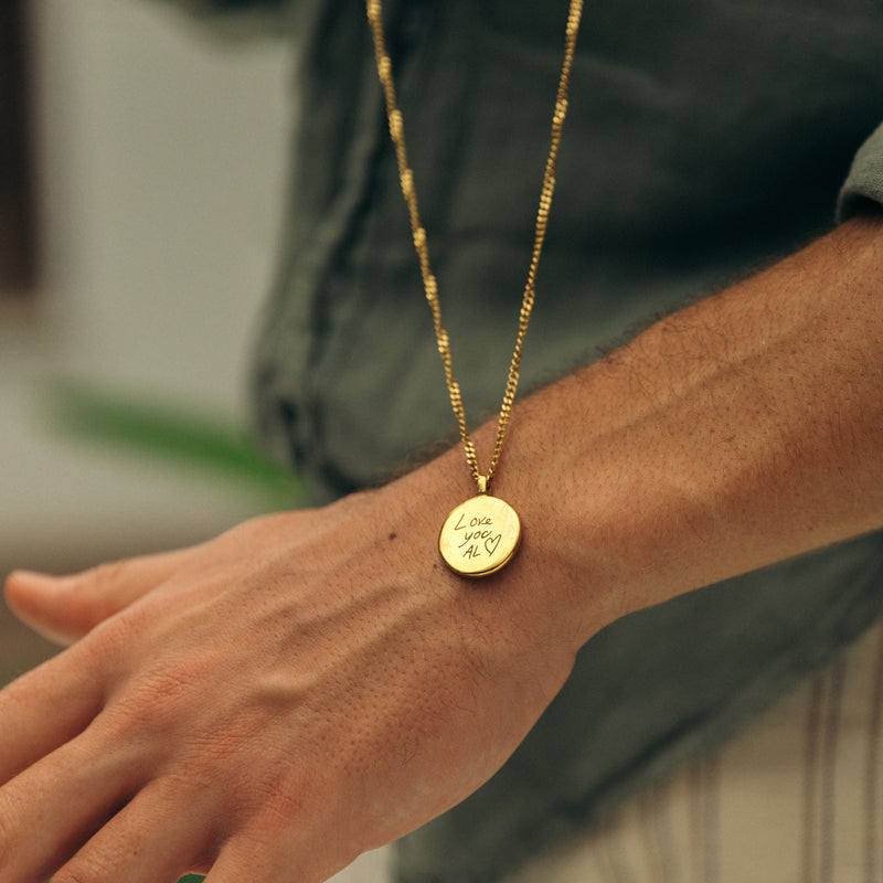 Handwriting Coin Necklace Set