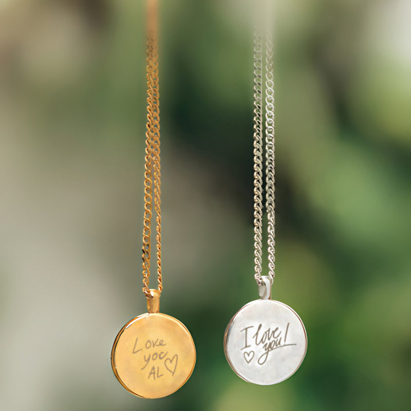 Handwriting Coin Necklace Set