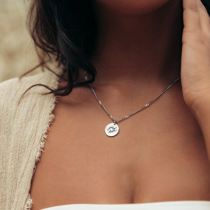 Handwriting Coin Necklace Set